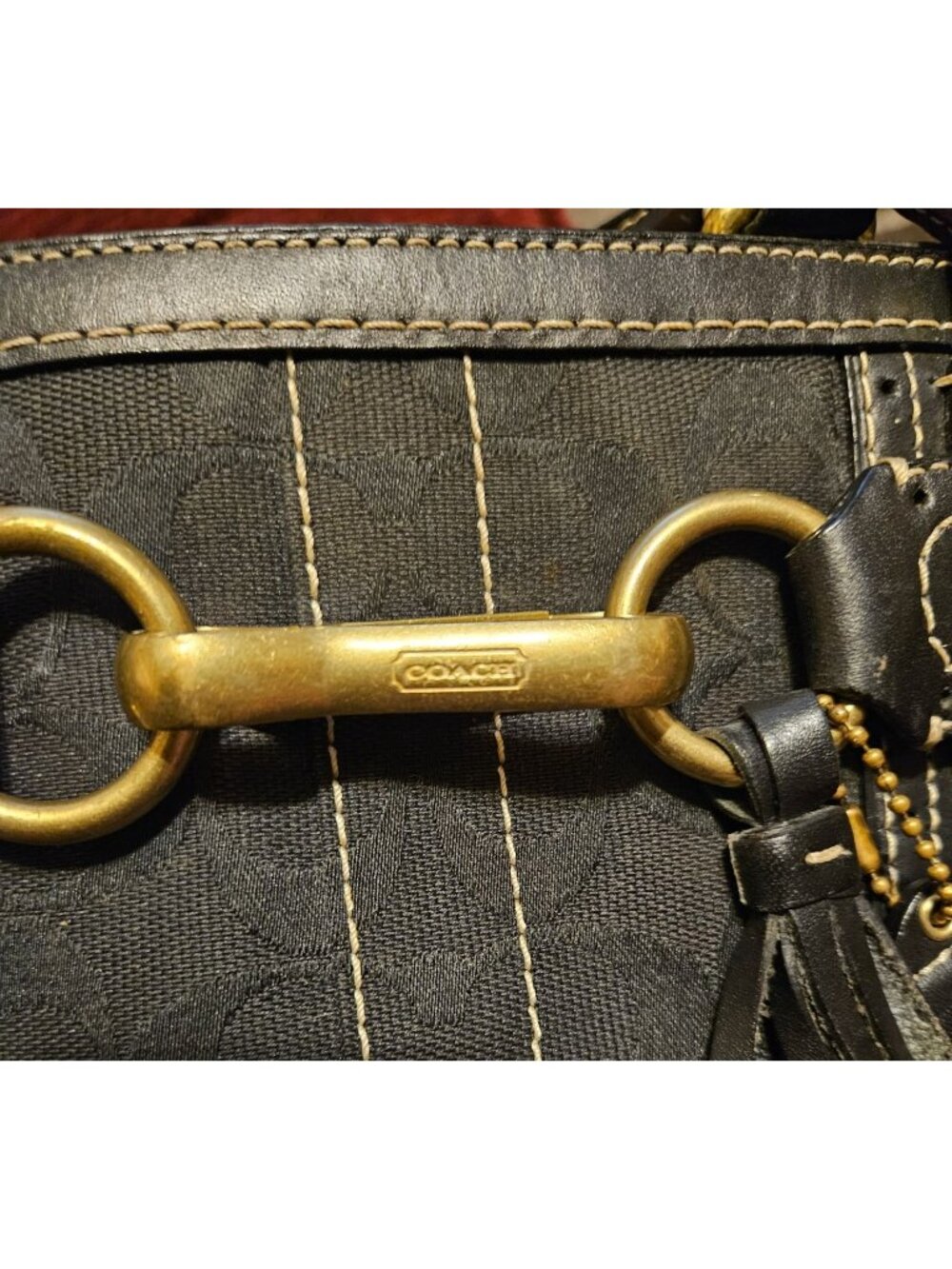 Coach Vintage Y2k Black Hampton Jacquard Signature Leather Trim Satchel Bag - Picture 13 of 16